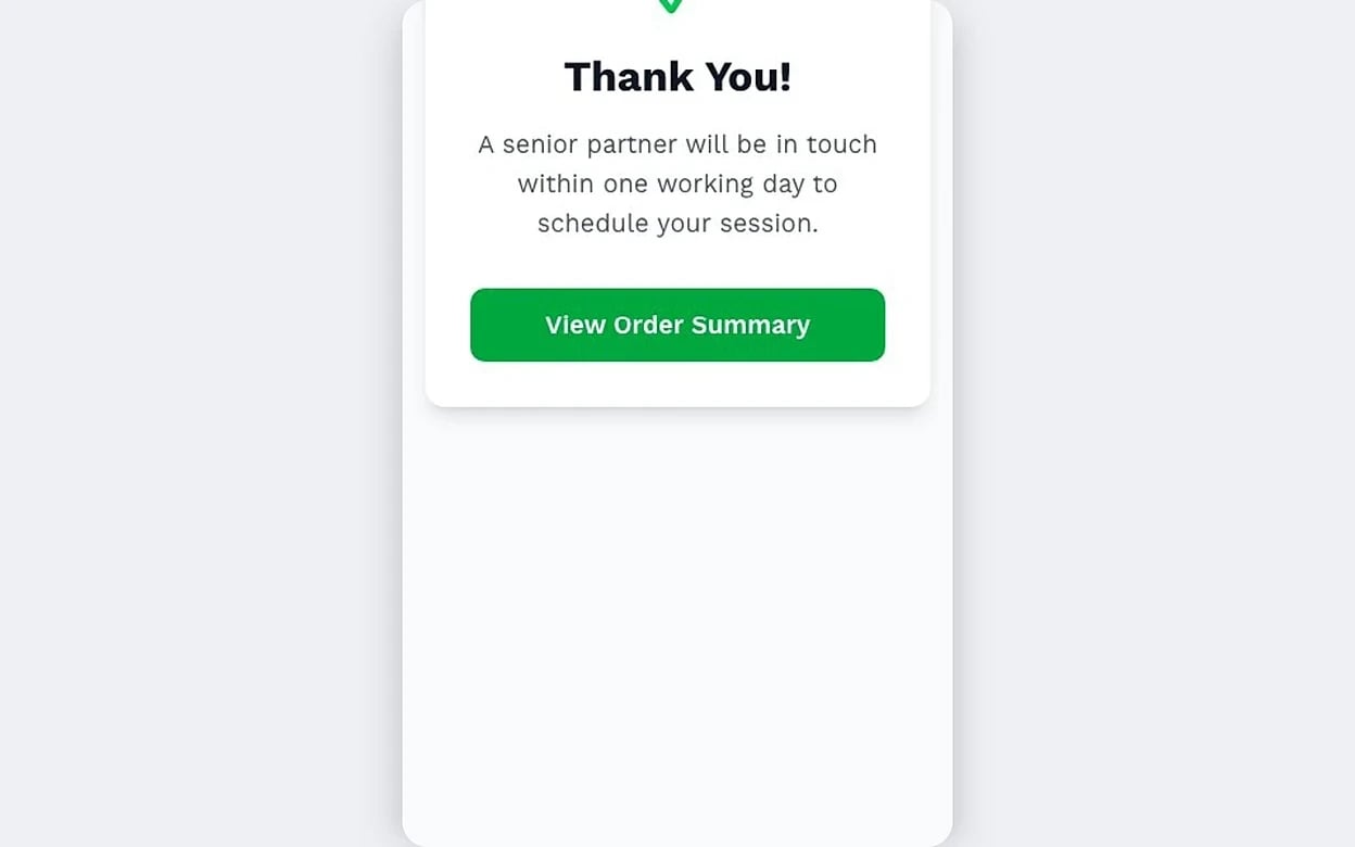 Captura de pantalla: un cliente comprando una oferta de entrada desde un teléfono móvil y llegando a la página del recibo.