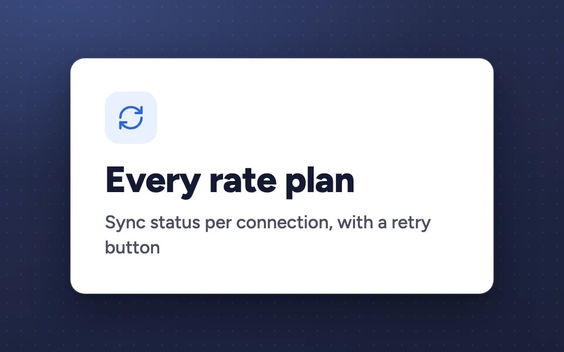 Every rate plan: sync status per connection, with a retry button