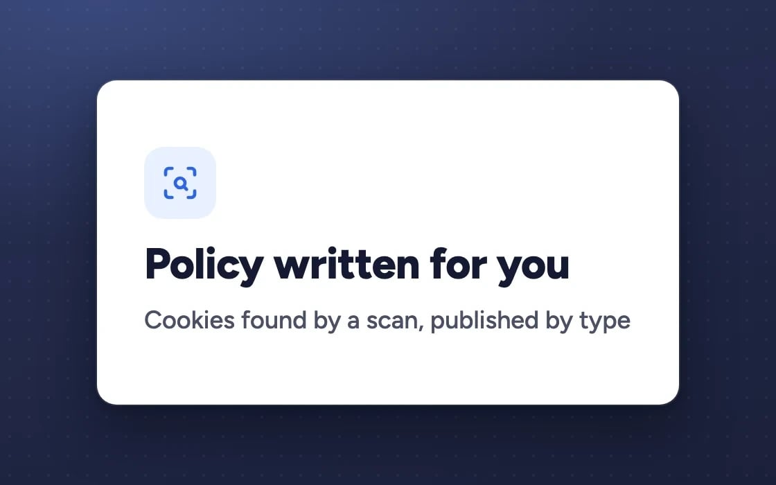 Política redactada para usted: cookies detectadas mediante un escaneo, publicadas por tipo