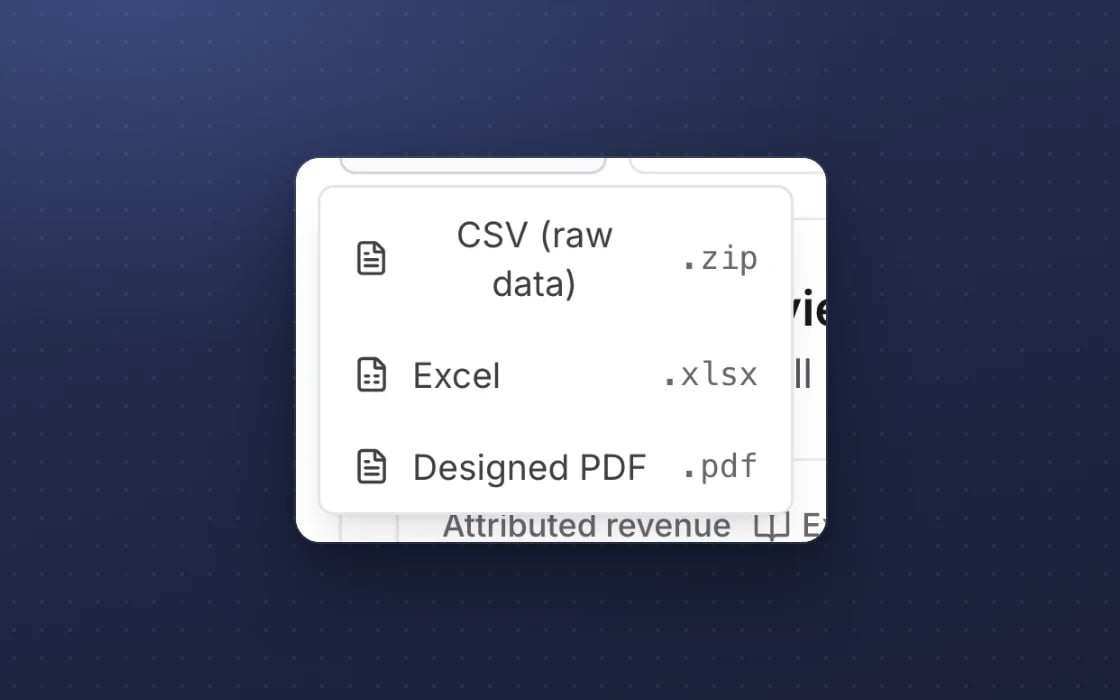 Exporting a report in mDOS: CSV raw data, Excel or a designed PDF