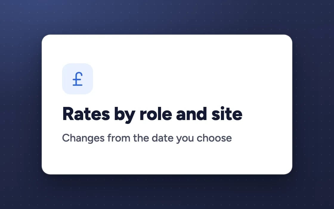 Rates by role and site: changes from the date you choose