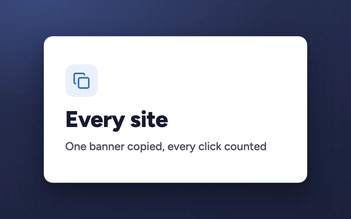 Elke locatie: één banner gekopieerd, elke klik geteld